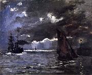 A Seascape,Shipping by Moonlight, Claude Monet